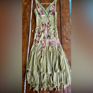 Sue Wong Floral Embroidered Green Dress